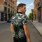 Personalised Maori Ngati Awa Zipper Polo Shirt Silver Fern Kowhaiwhai Art