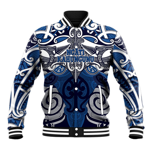 Personalised Maori Ngati Kahungunu Baseball Jacket Silver Fern Kowhaiwhai Art