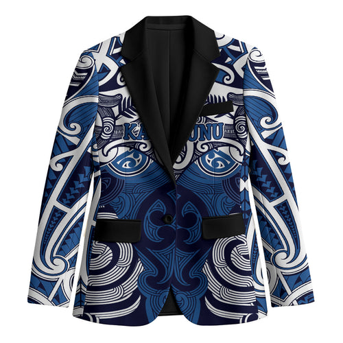 Personalised Maori Ngati Kahungunu Blazer Silver Fern Kowhaiwhai Art