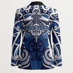 Personalised Maori Ngati Kahungunu Blazer Silver Fern Kowhaiwhai Art