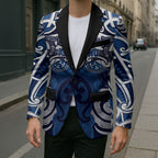 Personalised Maori Ngati Kahungunu Blazer Silver Fern Kowhaiwhai Art