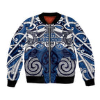 Personalised Maori Ngati Kahungunu Bomber Jacket Silver Fern Kowhaiwhai Art