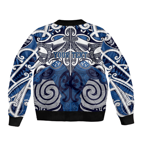Personalised Maori Ngati Kahungunu Bomber Jacket Silver Fern Kowhaiwhai Art