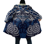 Personalised Maori Ngati Kahungunu Cloak Silver Fern Kowhaiwhai Art
