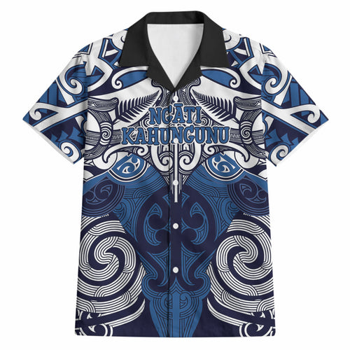 Personalised Maori Ngati Kahungunu Hawaiian Shirt Silver Fern Kowhaiwhai Art