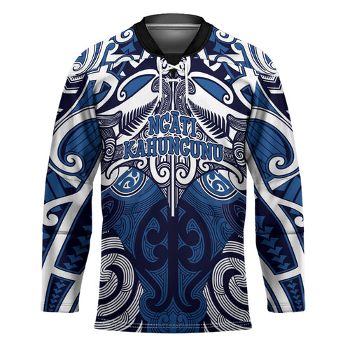 Personalised Maori Ngati Kahungunu Hockey Jersey Silver Fern Kowhaiwhai Art