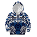 Personalised Maori Ngati Kahungunu Kid Hoodie Silver Fern Kowhaiwhai Art