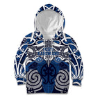 Personalised Maori Ngati Kahungunu Kid Hoodie Silver Fern Kowhaiwhai Art