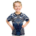 Personalised Maori Ngati Kahungunu Kid T Shirt Silver Fern Kowhaiwhai Art