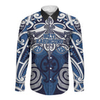 Personalised Maori Ngati Kahungunu Long Sleeve Button Shirt Silver Fern Kowhaiwhai Art