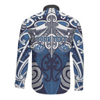 Personalised Maori Ngati Kahungunu Long Sleeve Button Shirt Silver Fern Kowhaiwhai Art