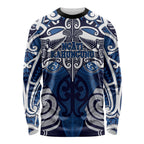 Personalised Maori Ngati Kahungunu Long Sleeve Shirt Silver Fern Kowhaiwhai Art