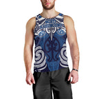Personalised Maori Ngati Kahungunu Men Tank Top Silver Fern Kowhaiwhai Art