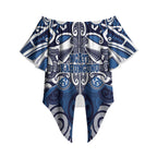 Personalised Maori Ngati Kahungunu Off Shoulder Wrap Waist Top Silver Fern Kowhaiwhai Art