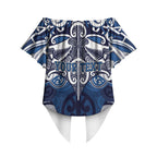 Personalised Maori Ngati Kahungunu Off Shoulder Wrap Waist Top Silver Fern Kowhaiwhai Art