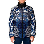 Personalised Maori Ngati Kahungunu Padded Jacket Silver Fern Kowhaiwhai Art