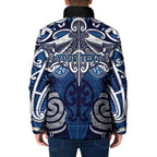 Personalised Maori Ngati Kahungunu Padded Jacket Silver Fern Kowhaiwhai Art