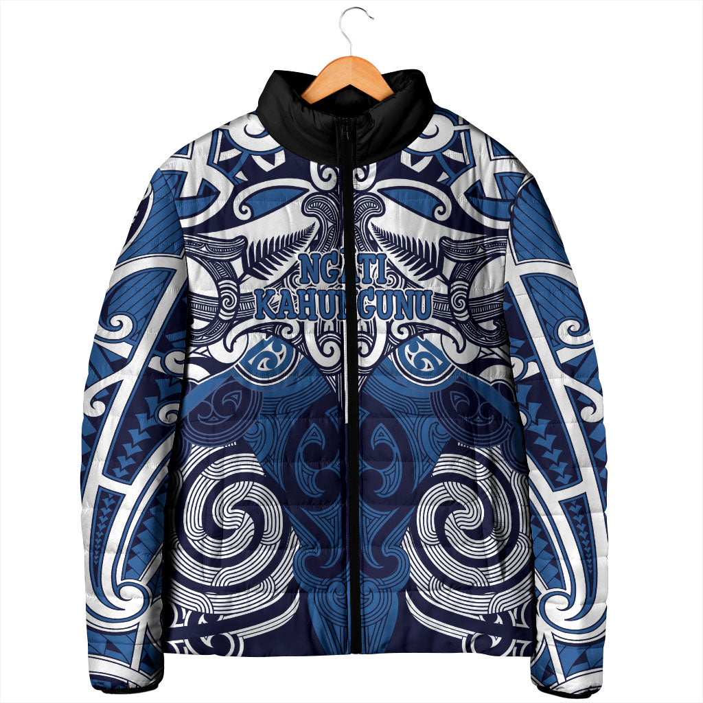 Personalised Maori Ngati Kahungunu Padded Jacket Silver Fern Kowhaiwhai Art