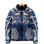 Personalised Maori Ngati Kahungunu Padded Jacket Silver Fern Kowhaiwhai Art