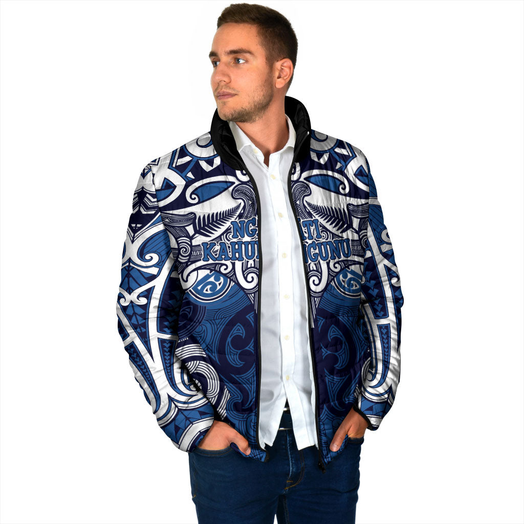 Personalised Maori Ngati Kahungunu Padded Jacket Silver Fern Kowhaiwhai Art