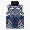 Personalised Maori Ngati Kahungunu Sleeveless Puffer Jacket Silver Fern Kowhaiwhai Art