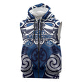Personalised Maori Ngati Kahungunu Sleeveless Zip Hoodie Silver Fern Kowhaiwhai Art