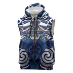 Personalised Maori Ngati Kahungunu Sleeveless Zip Hoodie Silver Fern Kowhaiwhai Art