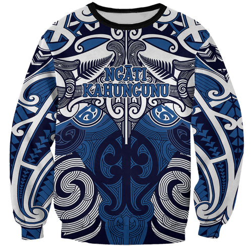 Personalised Maori Ngati Kahungunu Sweatshirt Silver Fern Kowhaiwhai Art