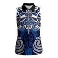 Personalised Maori Ngati Kahungunu Women Sleeveless Polo Shirt Silver Fern Kowhaiwhai Art