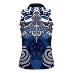 Personalised Maori Ngati Kahungunu Women Sleeveless Polo Shirt Silver Fern Kowhaiwhai Art