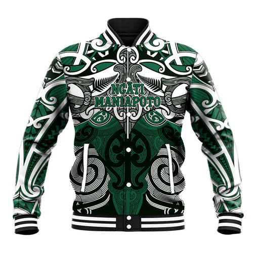 Personalised Maori Ngati Maniapoto Baseball Jacket Silver Fern Kowhaiwhai Art