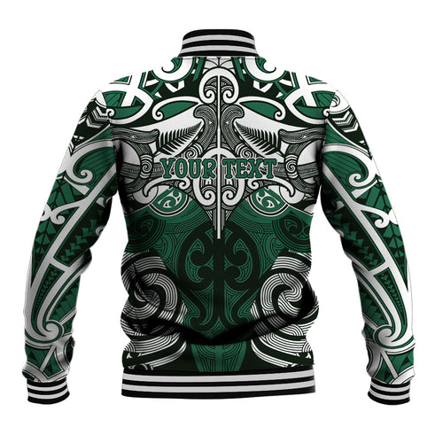 Personalised Maori Ngati Maniapoto Baseball Jacket Silver Fern Kowhaiwhai Art