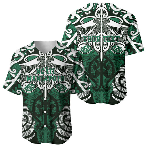 Personalised Maori Ngati Maniapoto Baseball Jersey Silver Fern Kowhaiwhai Art