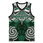 Personalised Maori Ngati Maniapoto Basketball Jersey Silver Fern Kowhaiwhai Art