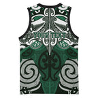 Personalised Maori Ngati Maniapoto Basketball Jersey Silver Fern Kowhaiwhai Art