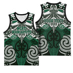 Personalised Maori Ngati Maniapoto Basketball Jersey Silver Fern Kowhaiwhai Art