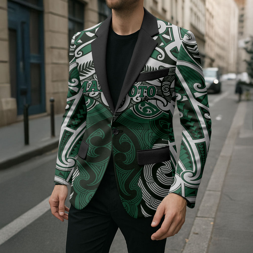 Personalised Maori Ngati Maniapoto Blazer Silver Fern Kowhaiwhai Art