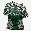Personalised Maori Ngati Maniapoto Cross Shoulder Shirt Silver Fern Kowhaiwhai Art