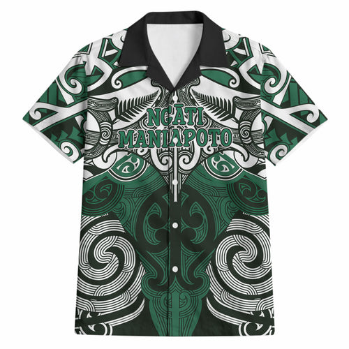 Personalised Maori Ngati Maniapoto Hawaiian Shirt Silver Fern Kowhaiwhai Art