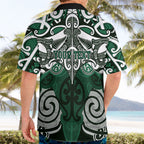 Personalised Maori Ngati Maniapoto Hawaiian Shirt Silver Fern Kowhaiwhai Art