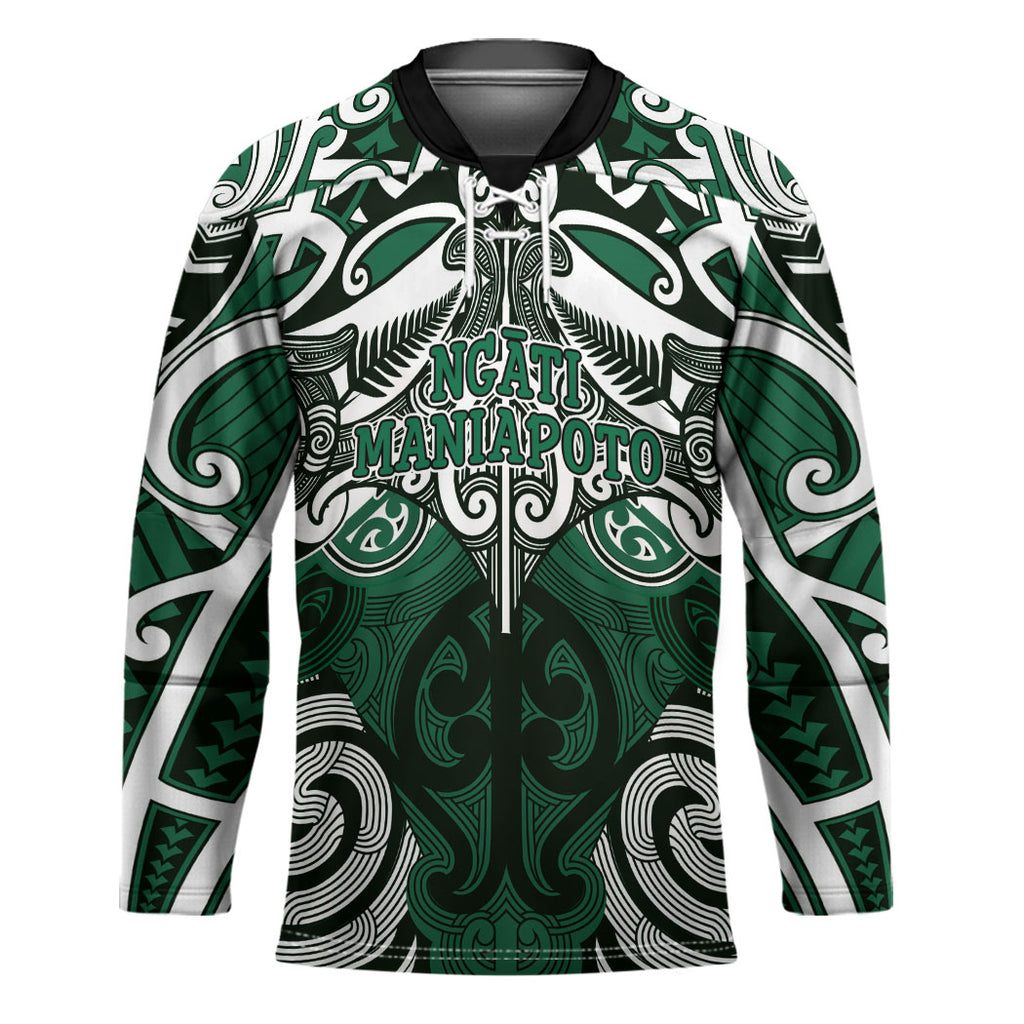 Personalised Maori Ngati Maniapoto Hockey Jersey Silver Fern Kowhaiwhai Art