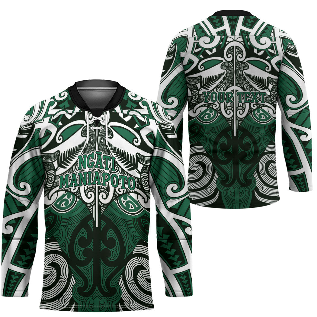 Personalised Maori Ngati Maniapoto Hockey Jersey Silver Fern Kowhaiwhai Art