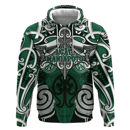 Personalised Maori Ngati Maniapoto Hoodie Silver Fern Kowhaiwhai Art