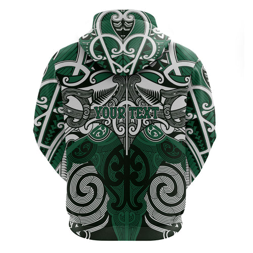 Personalised Maori Ngati Maniapoto Hoodie Silver Fern Kowhaiwhai Art