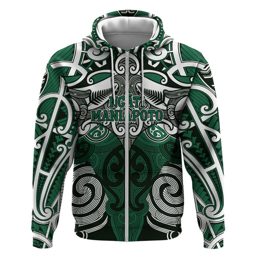 Personalised Maori Ngati Maniapoto Hoodie Silver Fern Kowhaiwhai Art