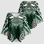 Personalised Maori Ngati Maniapoto Kimono Sleeve Blouse Silver Fern Kowhaiwhai Art