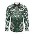 Personalised Maori Ngati Maniapoto Long Sleeve Button Shirt Silver Fern Kowhaiwhai Art