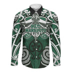 Personalised Maori Ngati Maniapoto Long Sleeve Button Shirt Silver Fern Kowhaiwhai Art