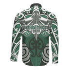 Personalised Maori Ngati Maniapoto Long Sleeve Button Shirt Silver Fern Kowhaiwhai Art