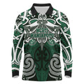 Personalised Maori Ngati Maniapoto Long Sleeve Polo Shirt Silver Fern Kowhaiwhai Art